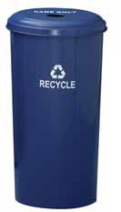 Witt Tall round recycling wastebasket & top with 4" round opening, recycle blue 10/1DTDB