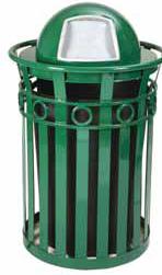 Witt Receptacle with dome top lid and plastic liner, green M3600-R-DT-GN